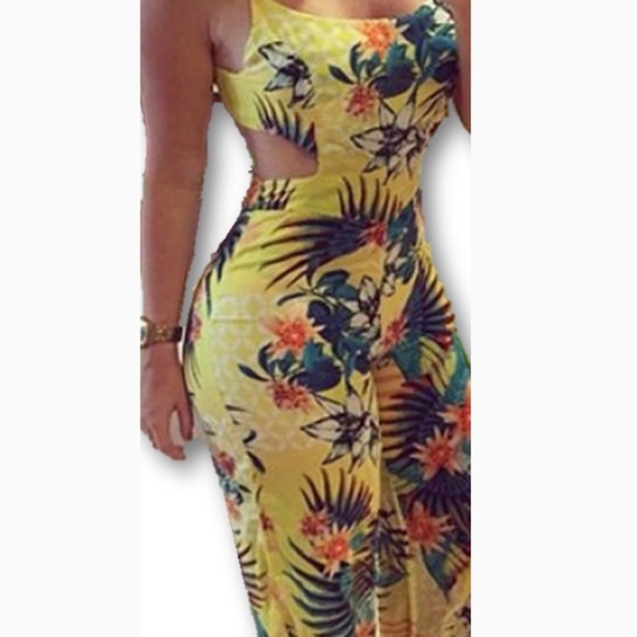 Yellow Floral Jumpsuit - Picture 4 of 4